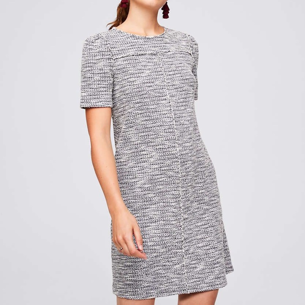 LOFT Black and White Dress with Pockets